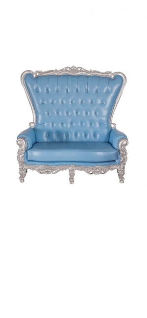 Baby Blue and Silver Loveseat