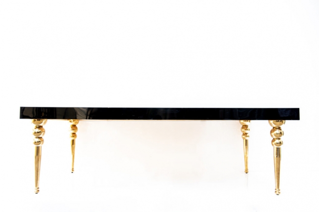 Black Acrylic Table with Gold Legs