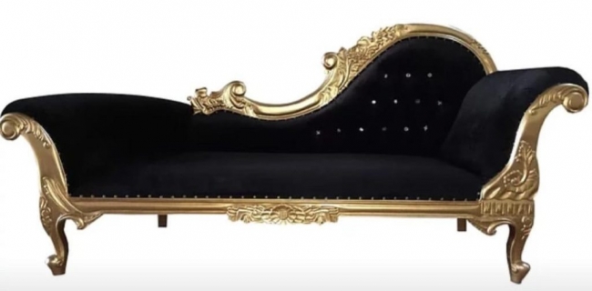 Black and Gold Ornate Chaise
