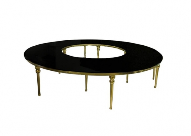 Black and Gold Serpentine Glass Table