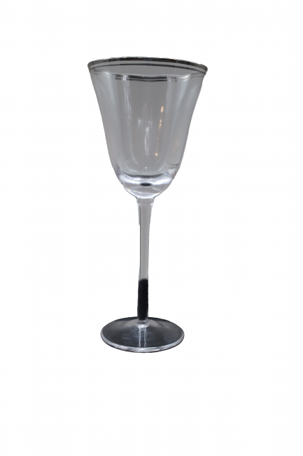 Clear Silver trim Wine glass