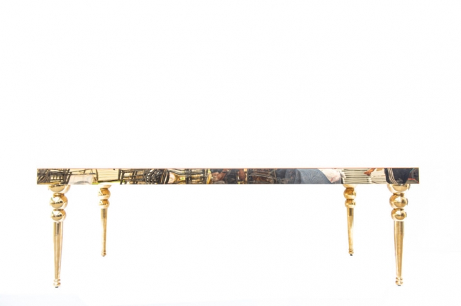 Gold Acrylic Table with Gold Legs