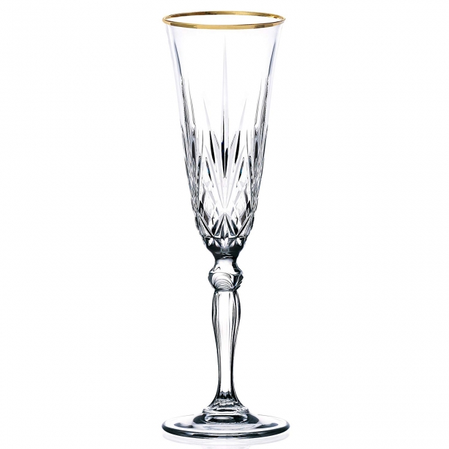Gold Rim Crystal Champagne Glass 6 oz