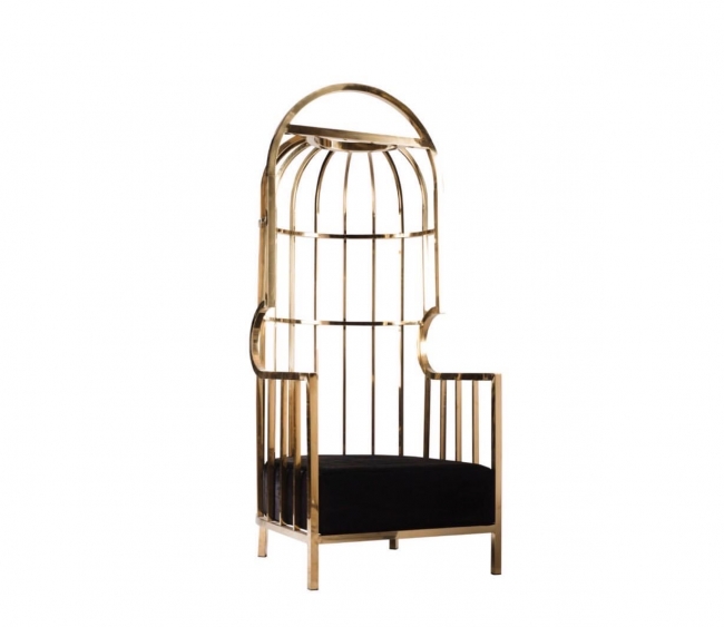 Gold and Black Birdcage Throne