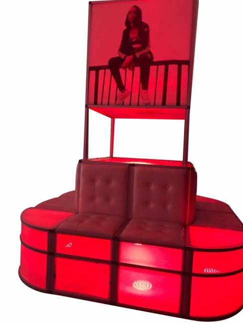 LED Ottoman Red