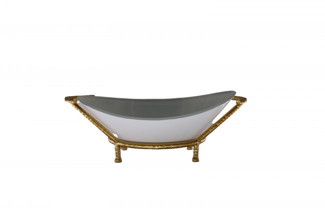 Gold and White - Large serving dish 
