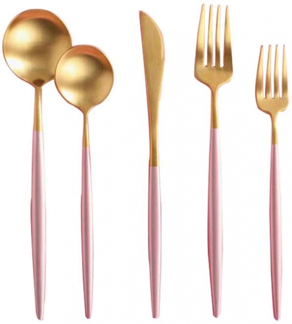 Pink and Gold Flatware