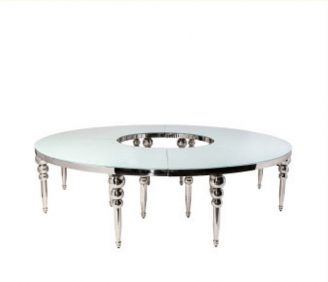 Silver Frost Serpentine Glass Table