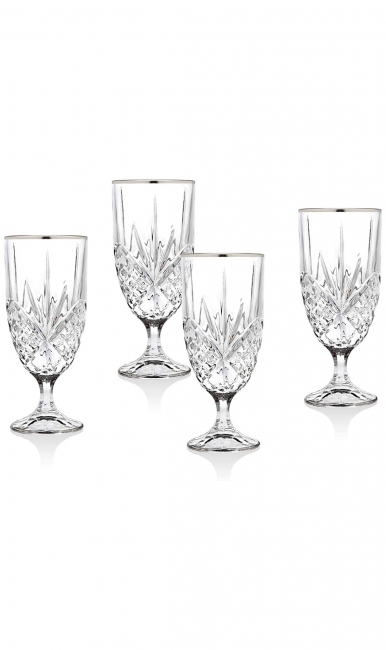 Silver Rim Crystal Water Glasses