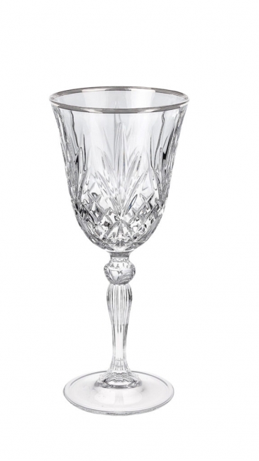 Silver Rim Crystal Wine Glass 8 oz