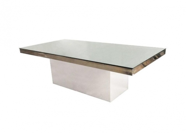 Silver Top with White Base Table