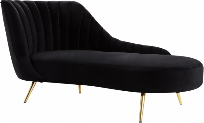 Tufted Velvet Chaise Lounge – Black