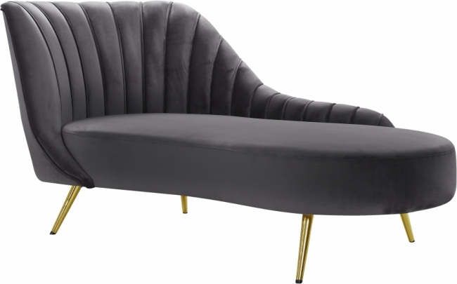 Tufted Velvet Chaise Lounge – Gray