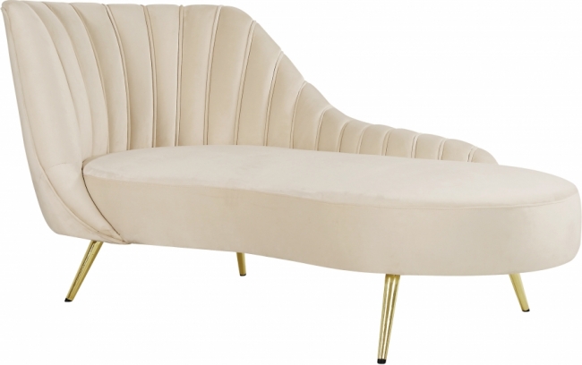Tufted Velvet Chaise Lounge – Ivory