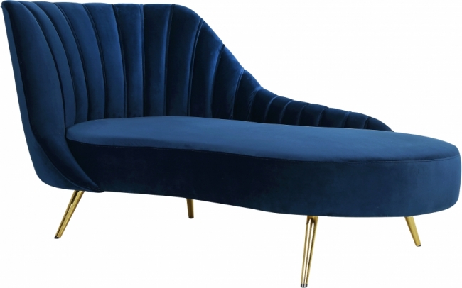 Tufted Velvet Chaise Lounge – Navy