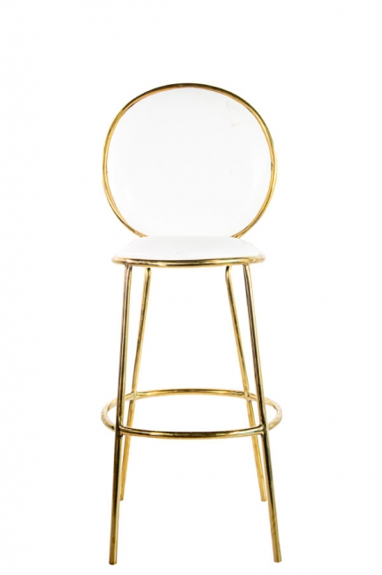 White and Gold Wide Bar Stool