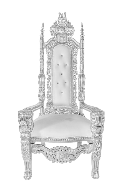 White and Silver Lion Head Throne