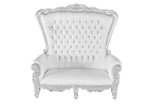 White and Silver Loveseat Throne