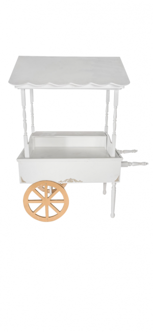White with Gold Wheel Candy Cart